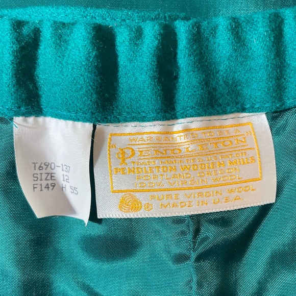 Vintage Pendleton Virgin Wool Women's Skirt Green Size 12 - Picture 10 of 13